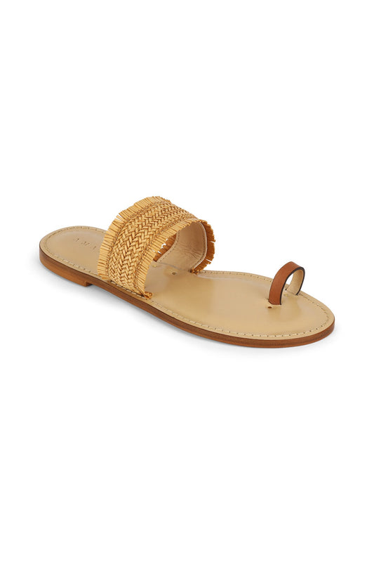 Style 06 | The Shela | Cognac Leather + Ochre Woven Leather | Nude Sole