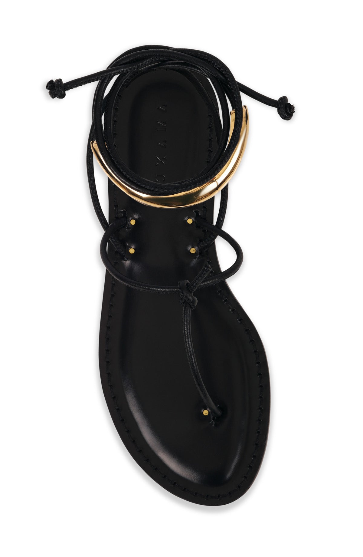 Style 26 | The Delta | 14k Gold Plated Anklet + Skinny Black Leather Cord | Black Sole